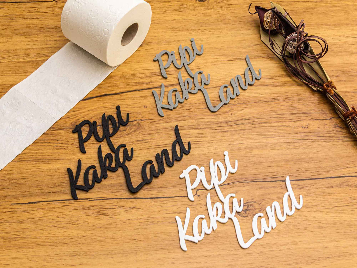 Pipi Kaka Land Türschild 3D Schriftzüge Selbstklebend