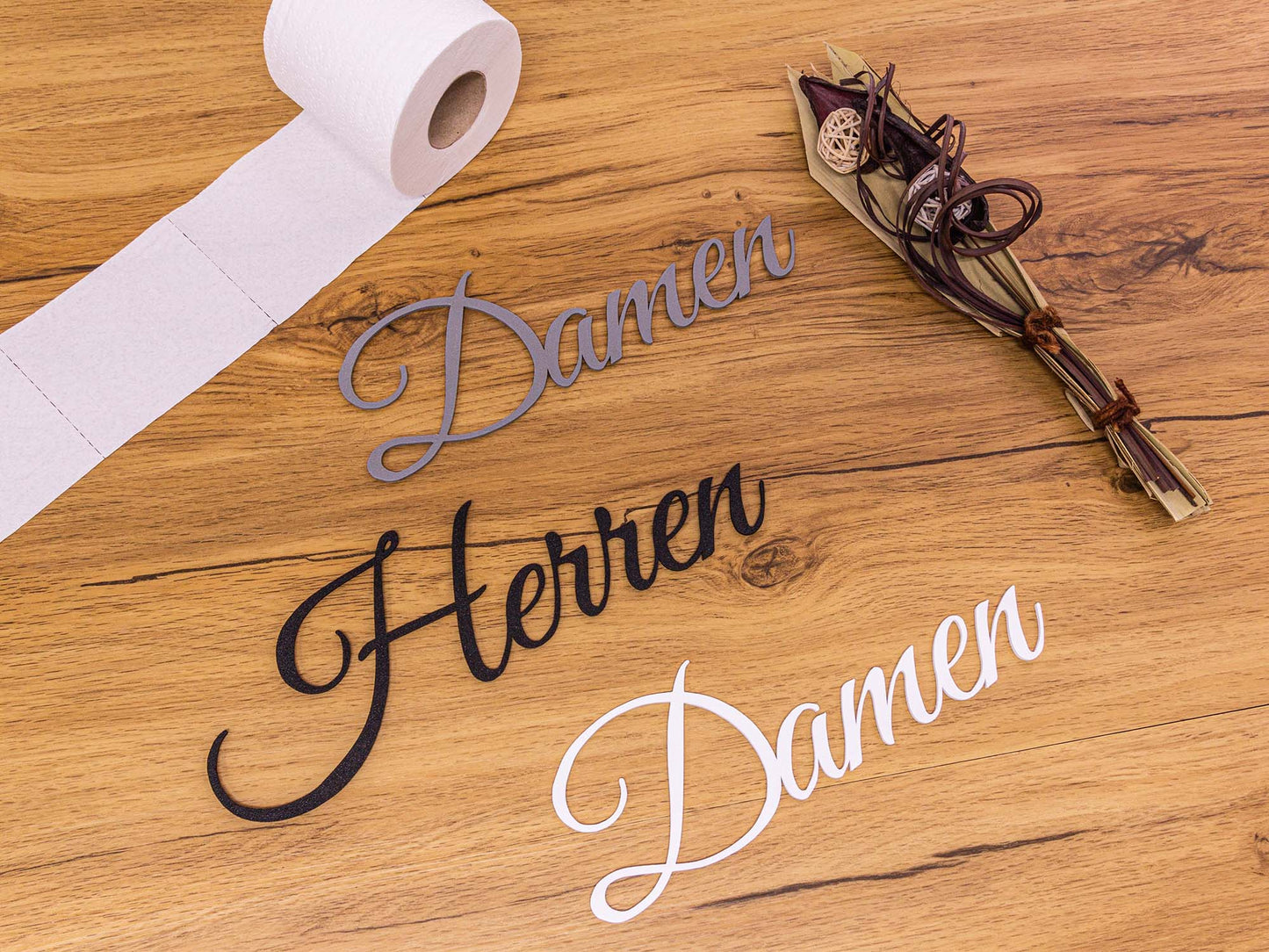 Damen & Herren Türschild Set 3D Schriftzüge Selbstklebend