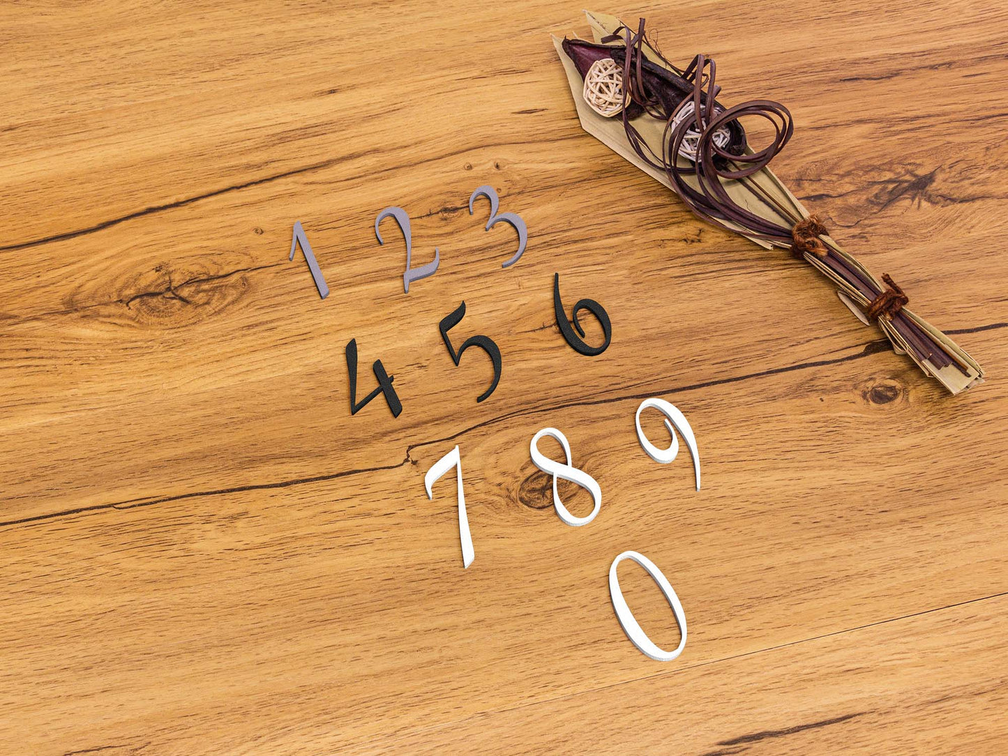 0 bis 9 Zahlen Set Türschild 3D Schriftzüge Selbstklebend