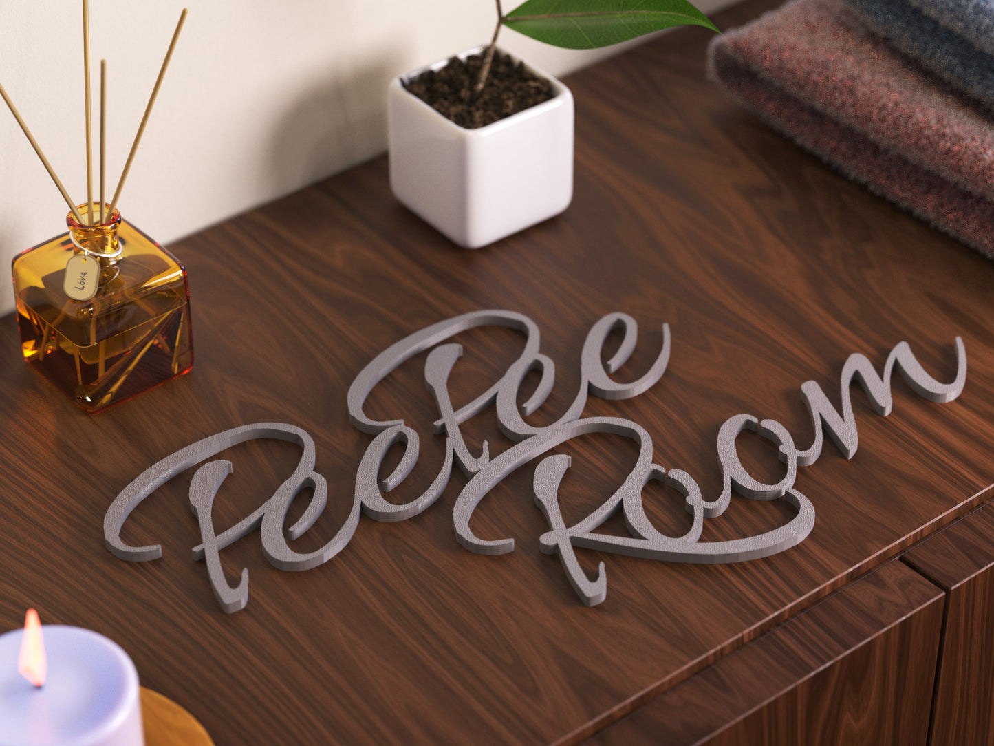 Pee Pee Room Türschild 3D Schriftzüge Selbstklebend