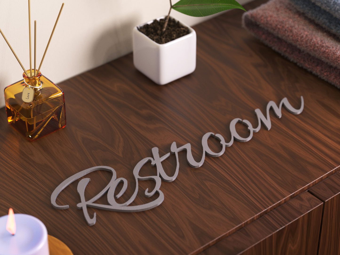 Restroom Türschild 3D Schriftzüge Selbstklebend