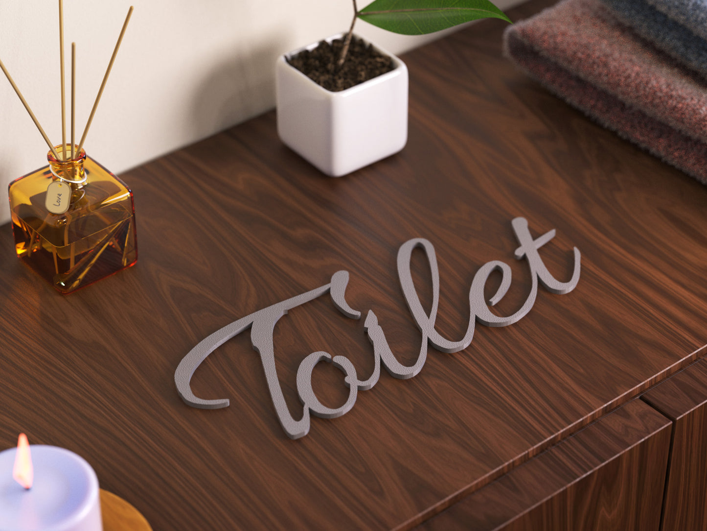 Toilet Türschild 3D Schriftzüge Selbstklebend