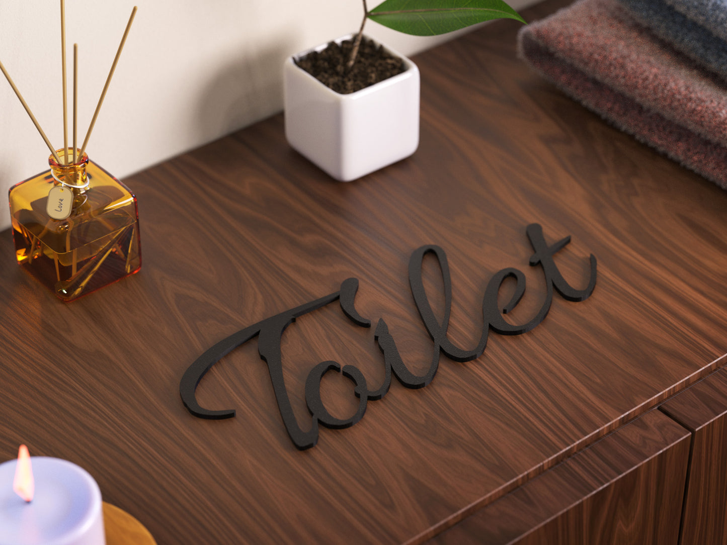 Toilet Türschild 3D Schriftzüge Selbstklebend
