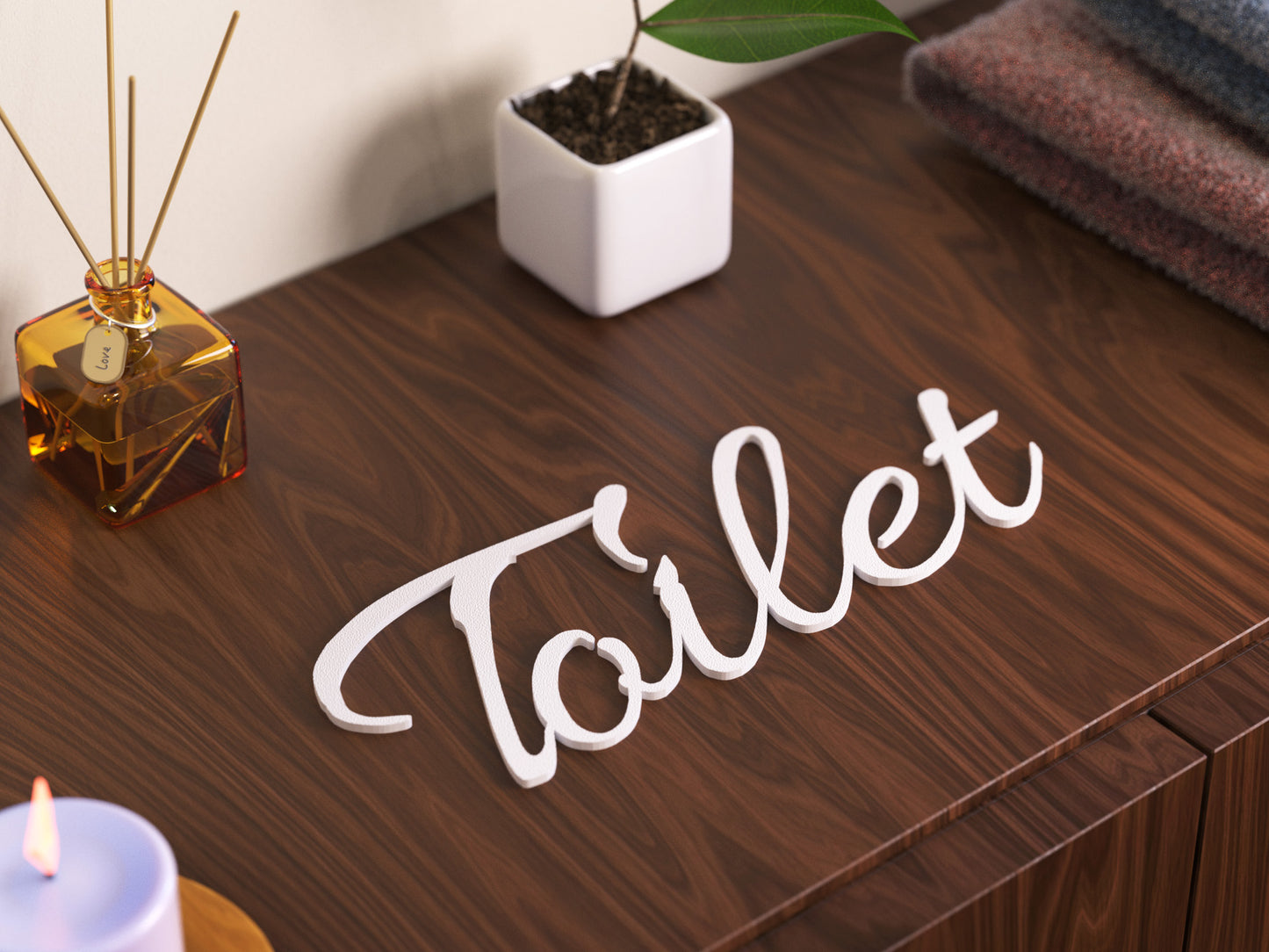 Toilet Türschild 3D Schriftzüge Selbstklebend