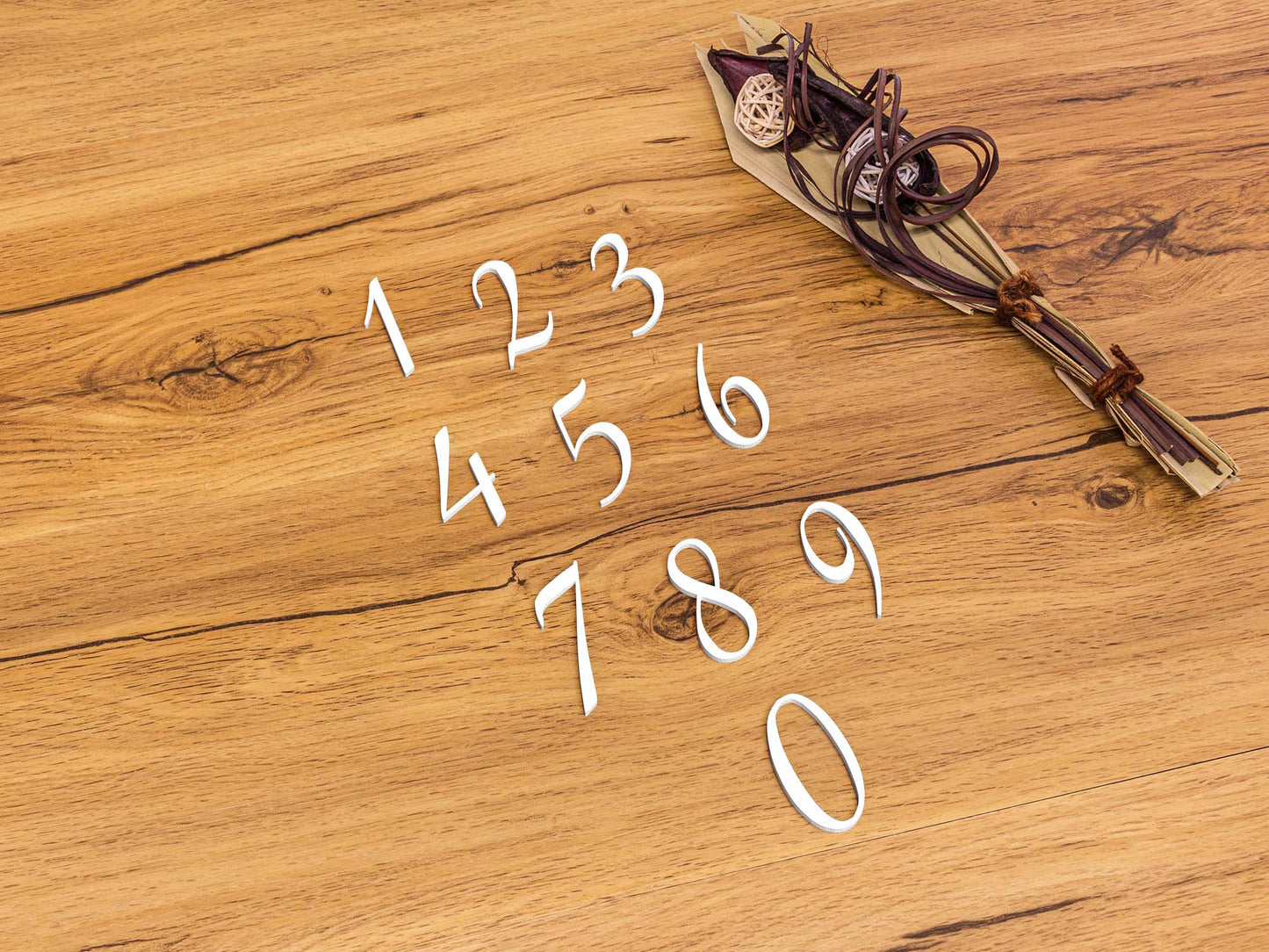 0 bis 9 Zahlen Set Türschild 3D Schriftzüge Selbstklebend