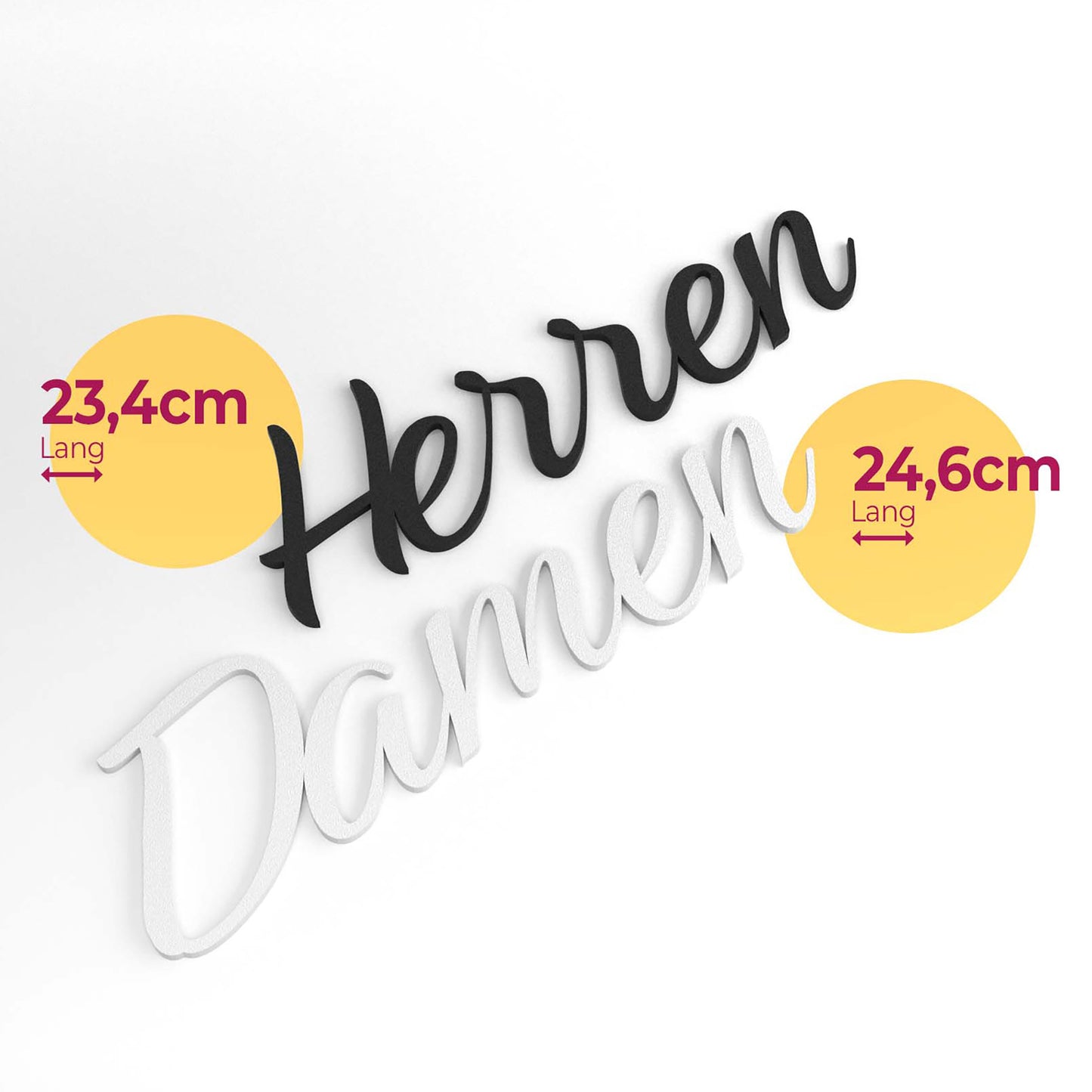 Damen Herren Türschild 3D Schriftzüge Selbstklebend