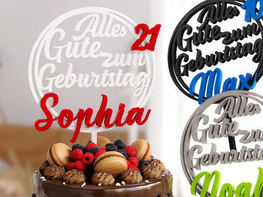 Geburtstag Cake Topper Personalisiert Torten Kuchen Deko Schriftzug Individuell