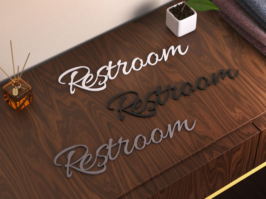 Restroom Türschild 3D Schriftzüge Selbstklebend