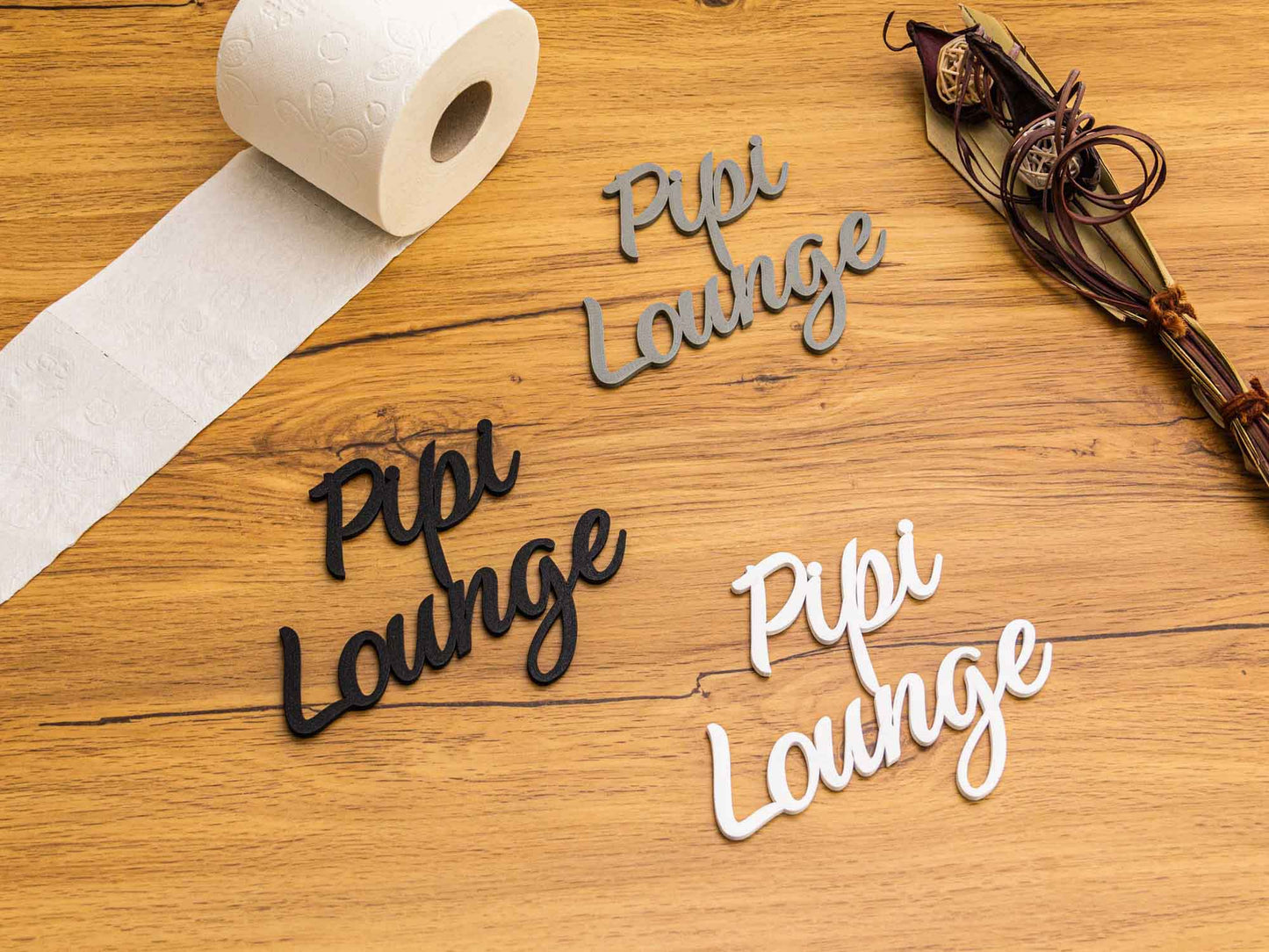Pipi Lounge Türschild 3D Schriftzüge Selbstklebend