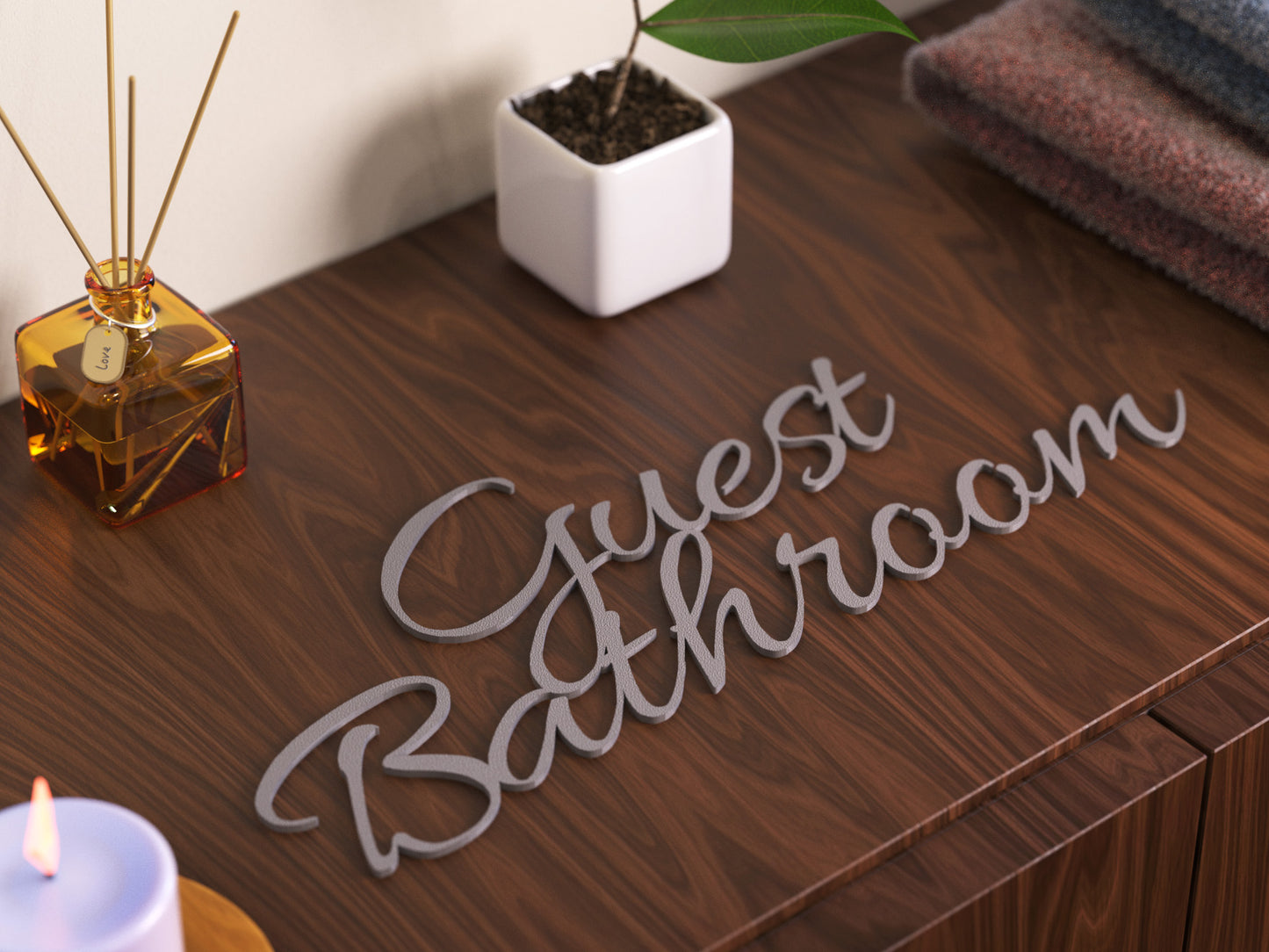 Guest Bathroom Türschild 3D Schriftzüge Selbstklebend